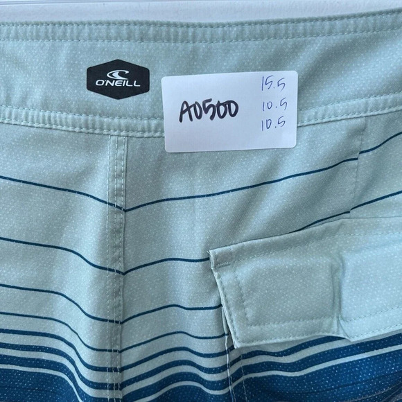 O'Neill Mens sz 30 Board Shorts Swim Trunks 10.5" inseam White Blue Striped - Picture 9 of 9